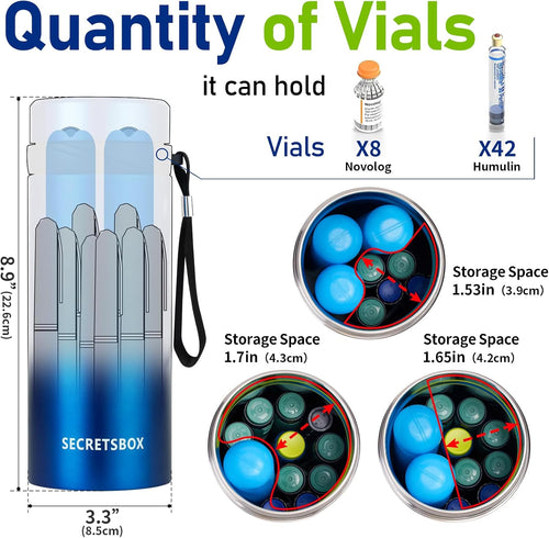 42H 1-8 Insulin Pens Cooler Travel Case Portable Medicine Travel Cooler TSA Approved, Big Diabetic Medication Cooler for Travel EpiPen Carry Case with Adjustable Biogel