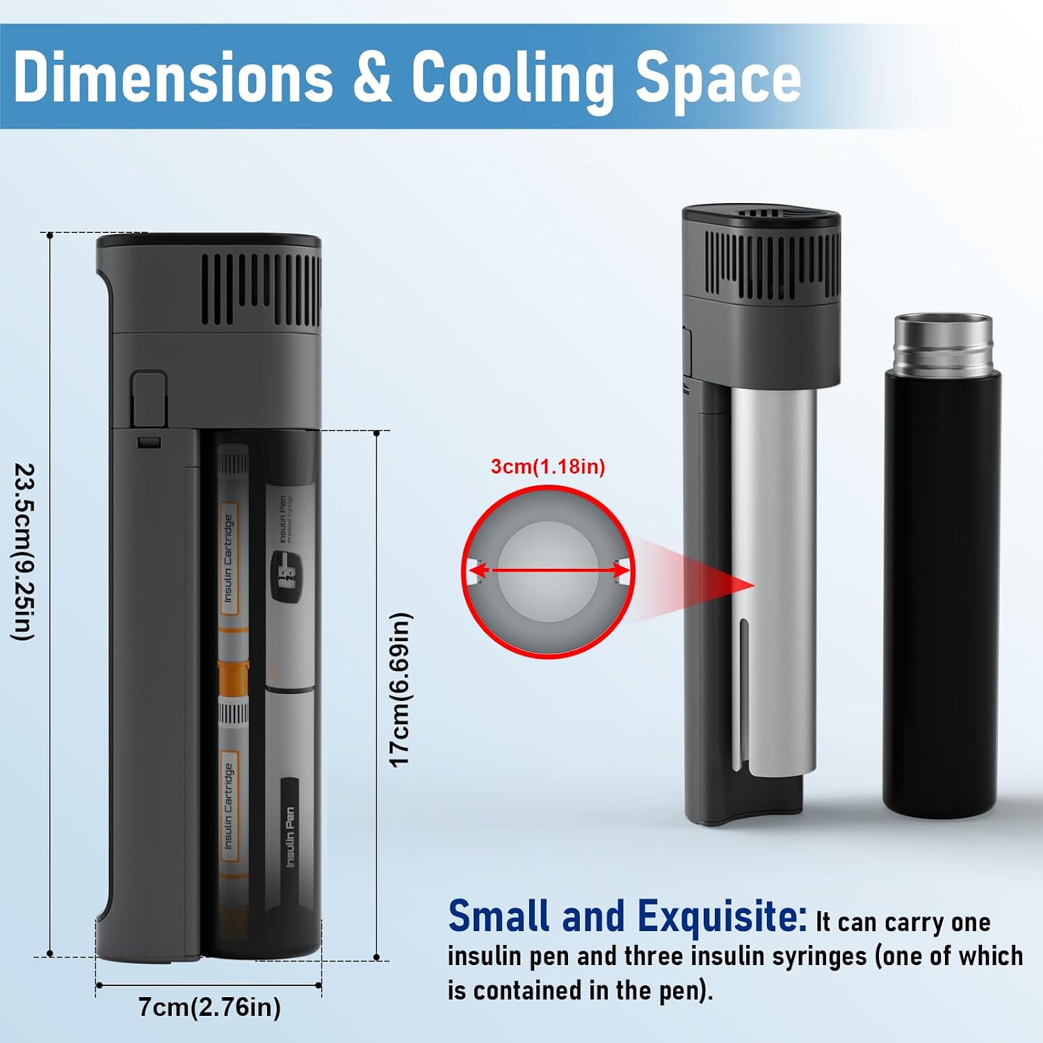 Electric Insulin Cooler Travel, 1 Pen Mini Medication Fridge with Battery