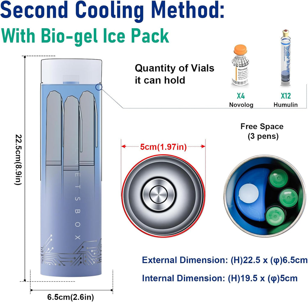 Electric Insulin Cooler Travel Case, 4 Pens Mini Medication Fridge with Biogel, USB Medicine Cooler Keeps Dynamic Temp 36-46℉