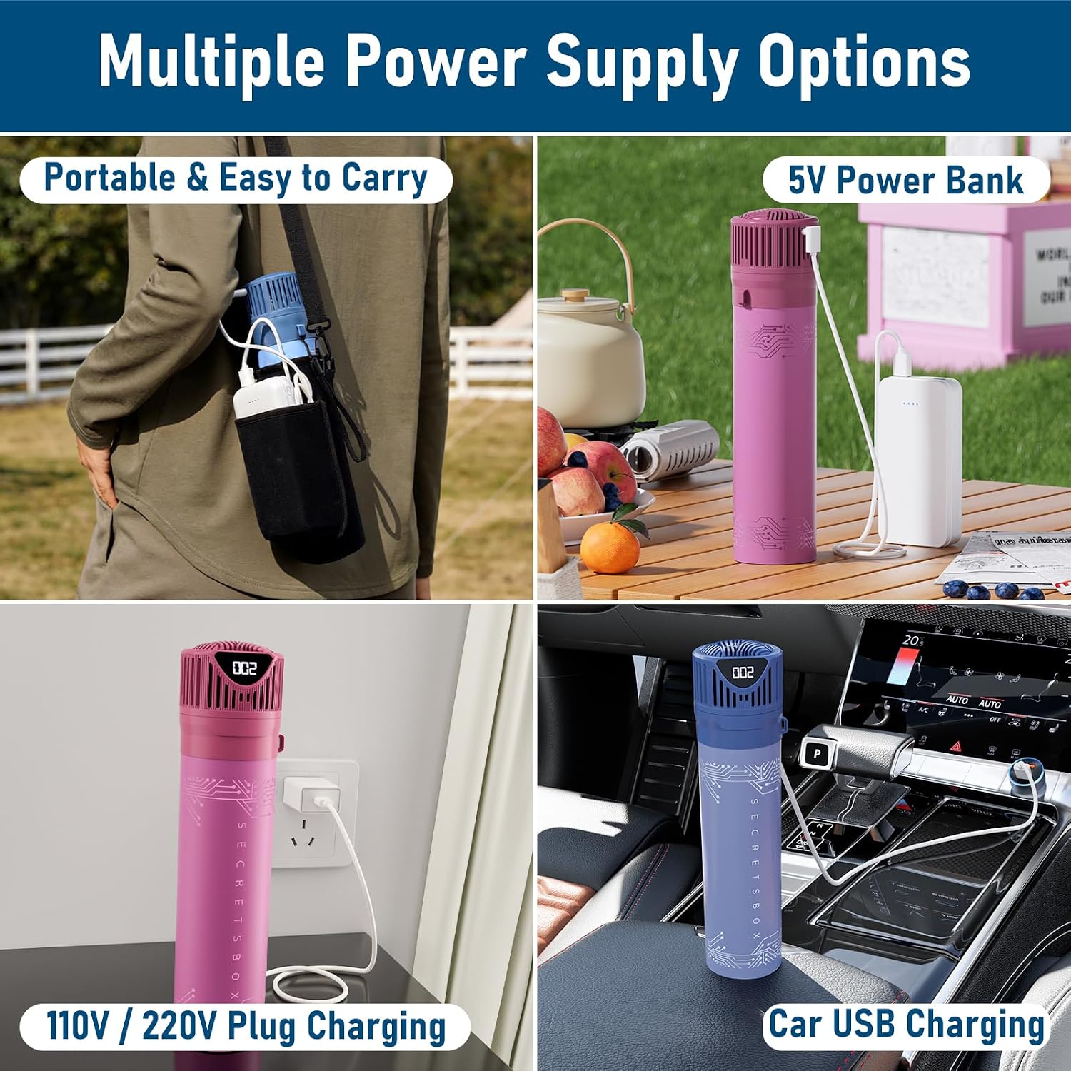 Electric Insulin Cooler Travel Case, 4 Pens Mini Medication Fridge with Biogel, USB Medicine Cooler Keeps Dynamic Temp 36-46℉